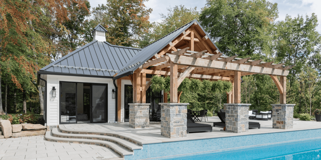 Pool House with Pergola and Outdoor Kitchen in Cleveland Ohio 