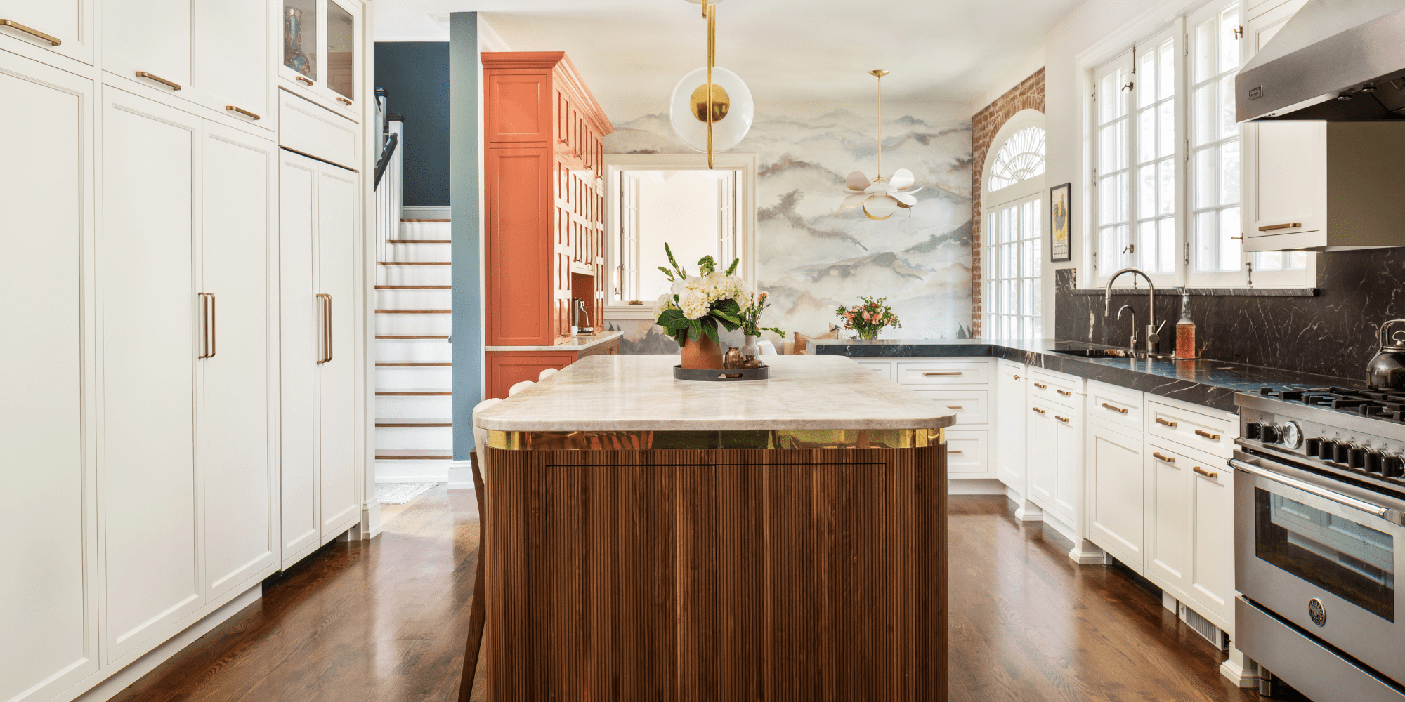 Kitchen Remodel with Fluted Island with Rounded Corners