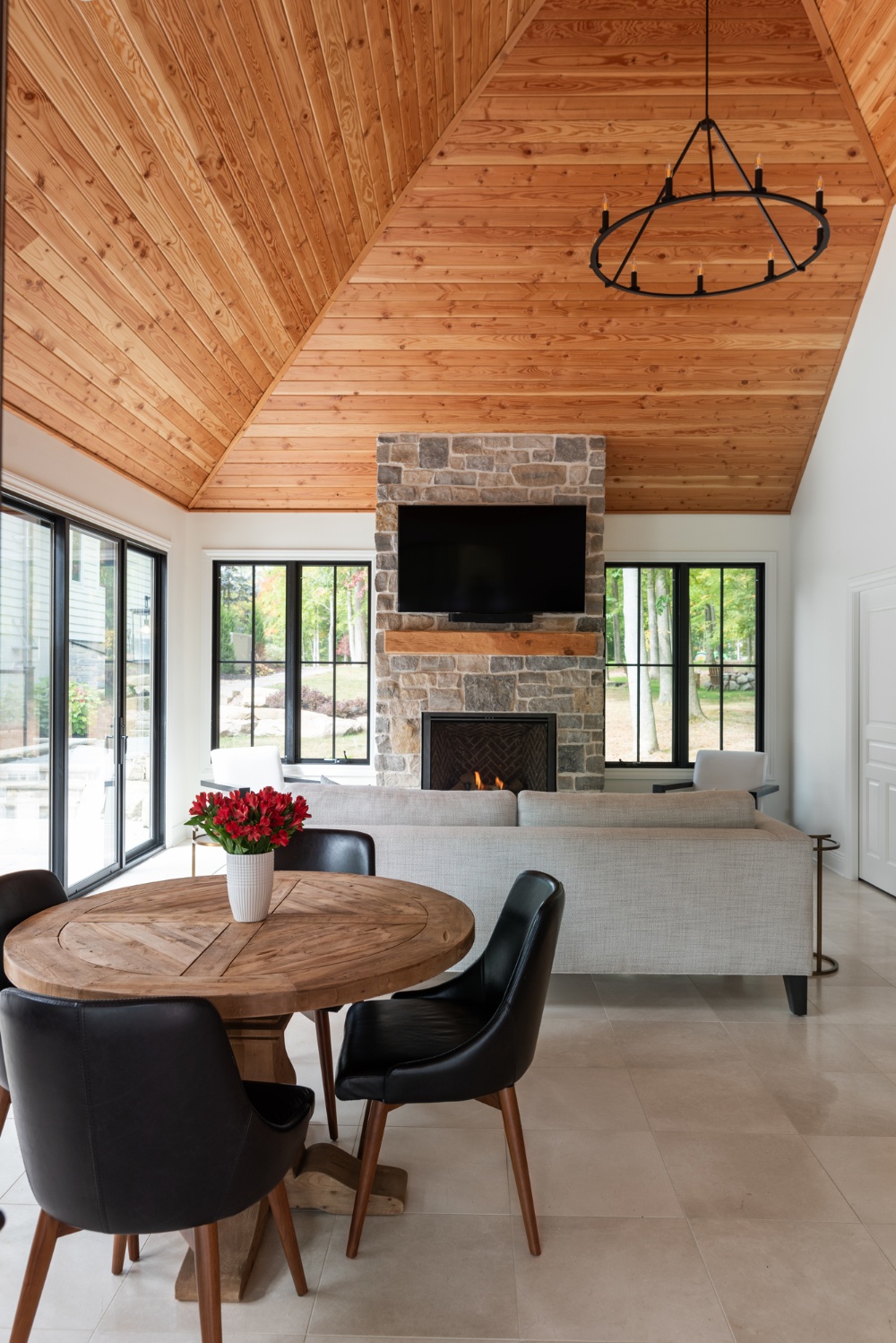 Fireplace and Outdoor Living Room in Pool House