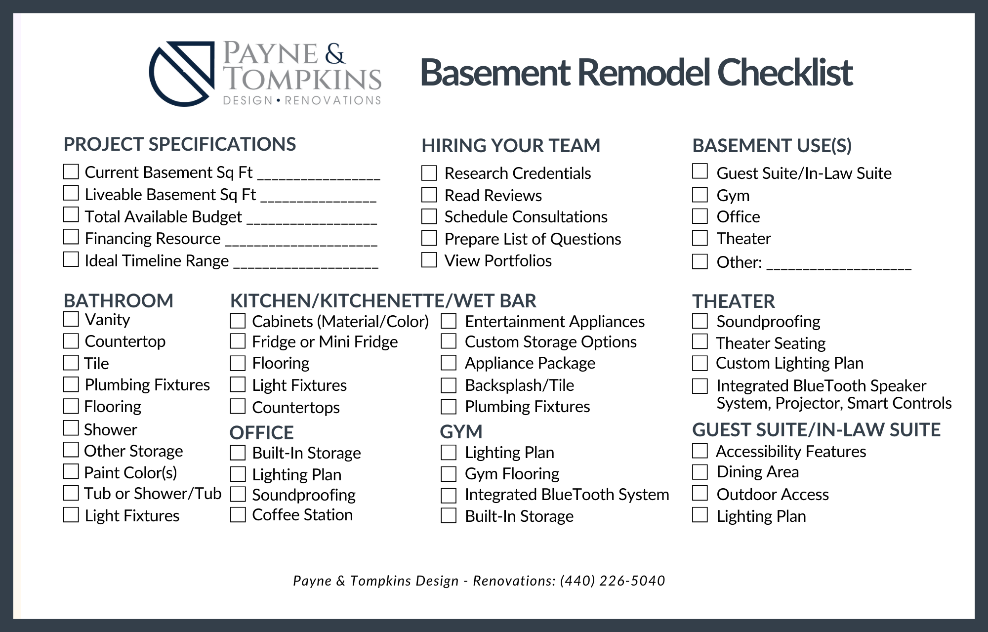 PT Basement Checklist