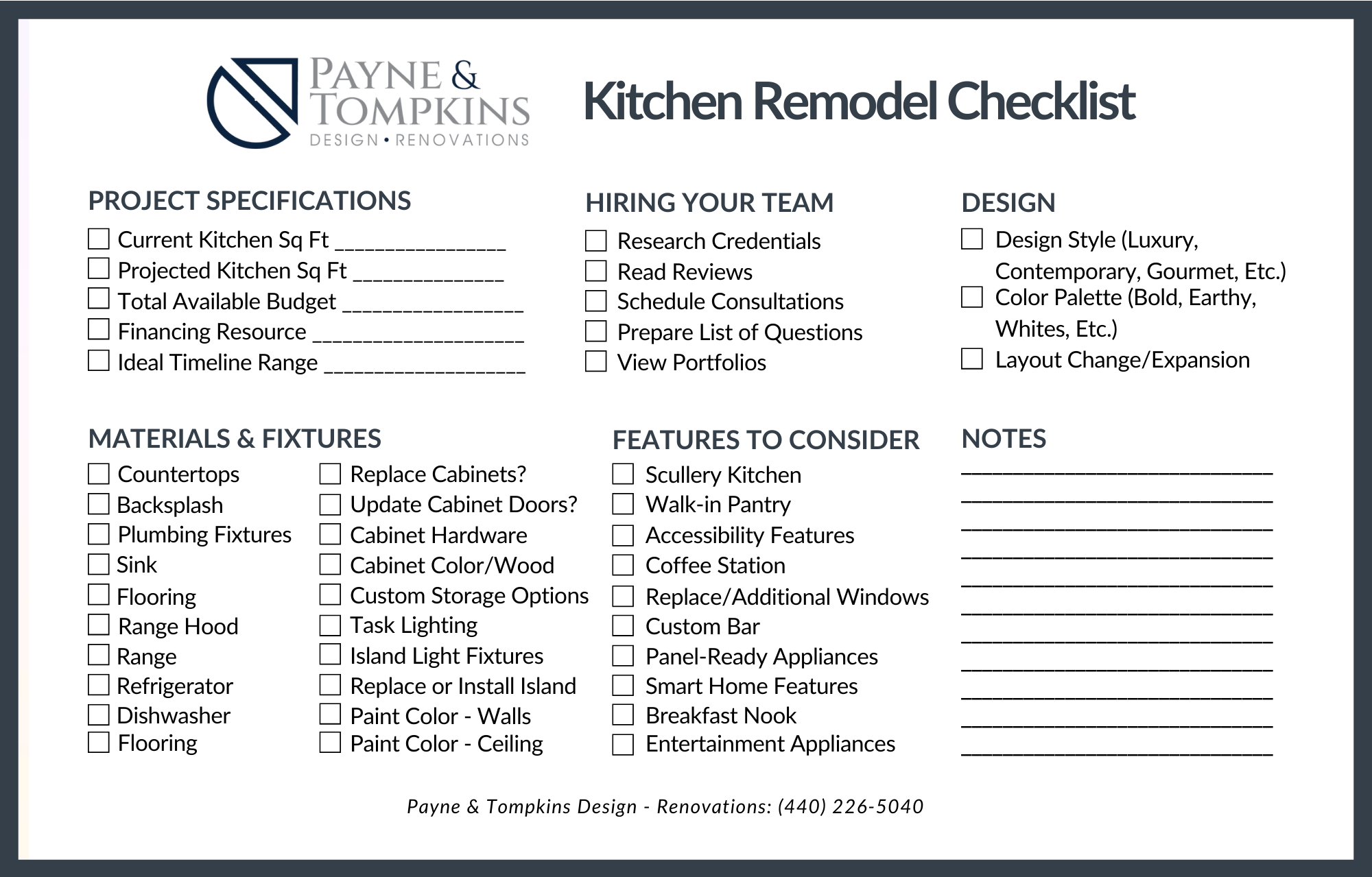 Kitchen Remodel Checklist